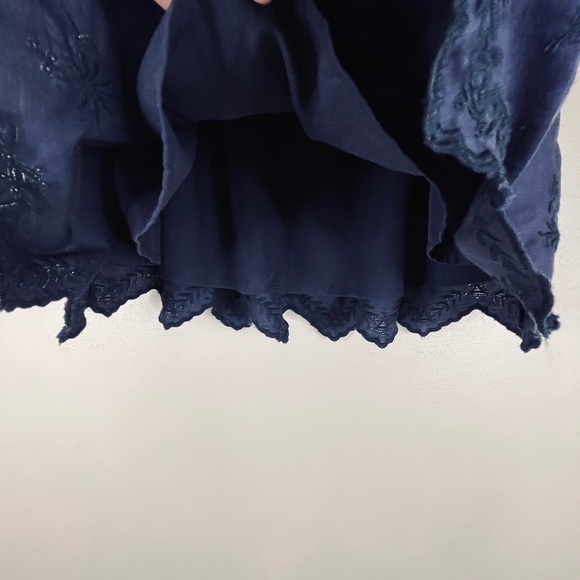 Zara Basic Navy Blue Scalloped Embroidered Skirt - Picture 8 of 9